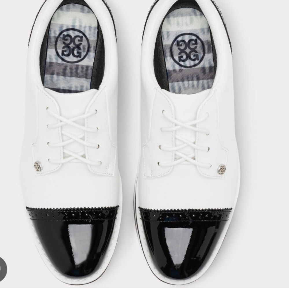 G/Force Gforce Cap Toe Stylish White and Black Golf Shoe. Size 8